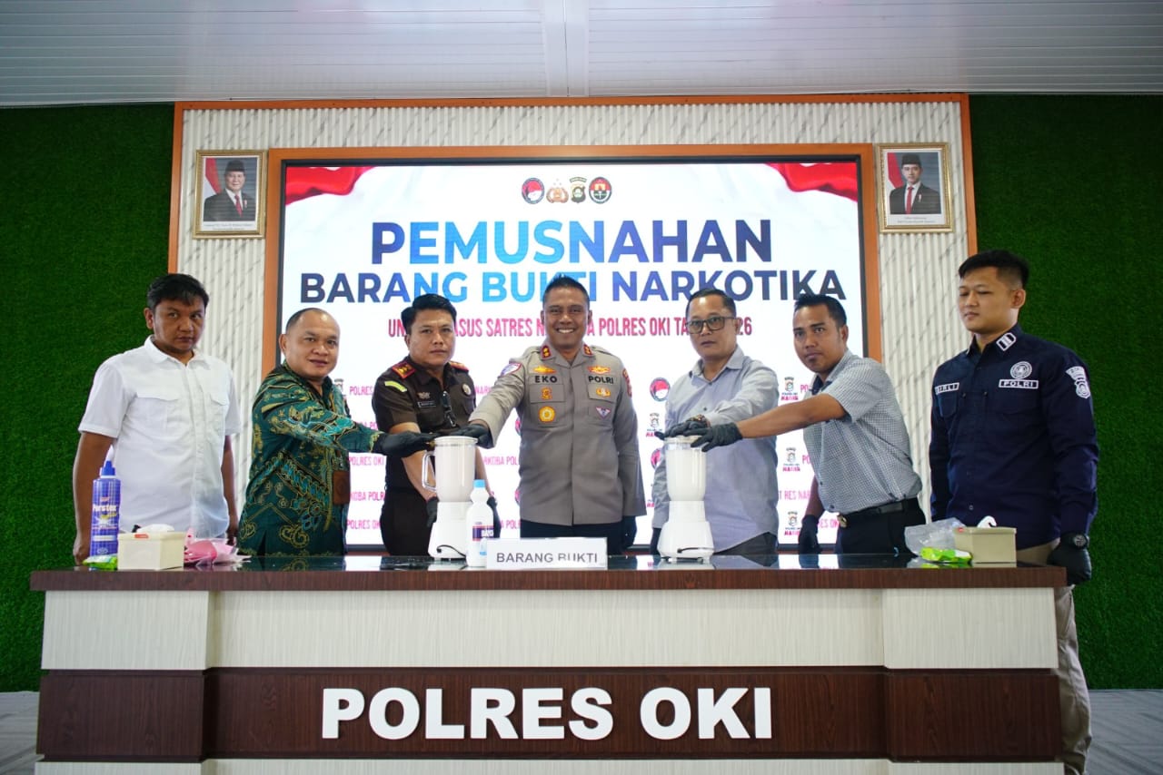 Transparan dan Tegas, Polres OKI Musnahkan 927 Gram Sabu Hasil Pengungkapan Kasus